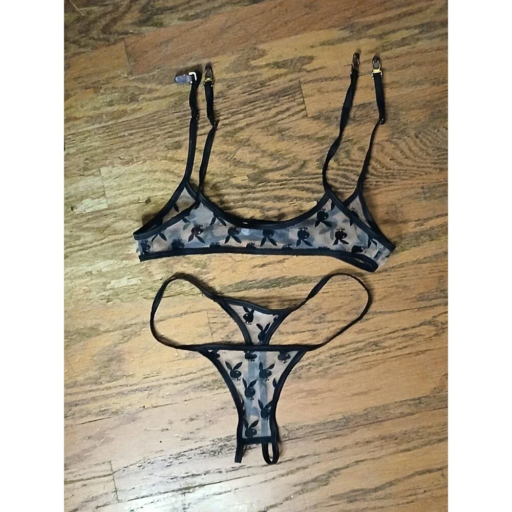 Playboy Flocked bunny bra